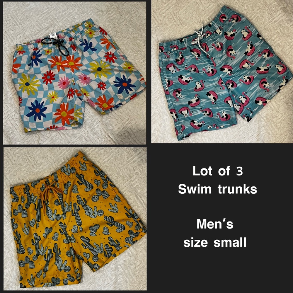 Lot of three men’s size small swim trunks lined